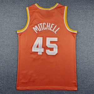 Unisexe Jeunesse Cleveland <span class=keywords><strong>Donovan</strong></span> <span class=keywords><strong>Mitchell</strong></span> # <span class=keywords><strong>Maillot</strong></span> de basket-ball cousu Orange City Edition 45, séchage rapide, respirant, en maille - Product Image 1