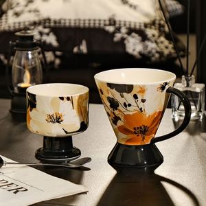 Vintage Ceramic Mug High Foot Cup High Grade Office Coffee Cup Festival Gift Advanced Sense Water Cup - Product Image 2