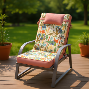 Cuscini per Sedie da Giardino 120x55x8cm, Comodi Cuscini da Esterno Leggermente Idrorepellenti con Cinghie di Fissaggio e Imbottitura in Schiuma - Product Image 1