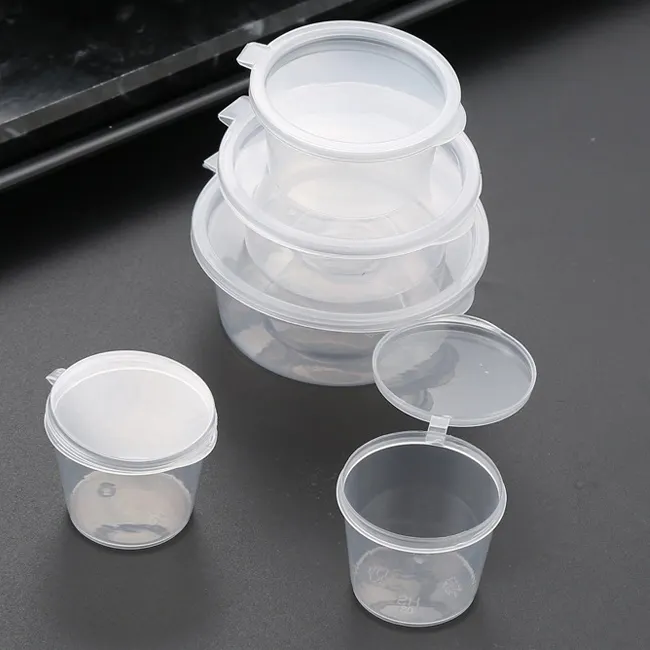 2 Unzen Sauce Cups Jello Shot Cups Lebensmittel behälter Portion Cups mit Deckel Mini Plastic Free Probe Lebensmittel verpackung Plastik flaschen klar