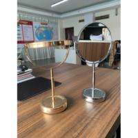 Portable Art Déco Style Or et Noir Acier Métal Rond Vanité Miroir De Maquillage Décor À La Maison Chrome Miroir De Table