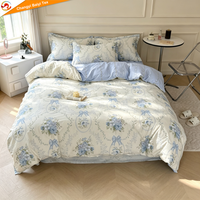 Ensemble de literie en coton 100% de style européen et américain, ensemble de draps imprimés à fleurs, ensemble de housse de couette taille king, linge de lit de luxe