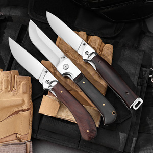 रूसी शैली के आउटडोर तह चाकू स्व-रक्षा तेज जेब चाकू बाहरी उत्तरजीविता चाकू सादे ब्लेड ठोस लकड़ी हैंडल - Product Image 2