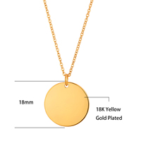Disque vierge pendentif collier personnalisé en argent 925 14K 18K 24K plaqué or pièce ronde pendentif collier en gros bijoux fins