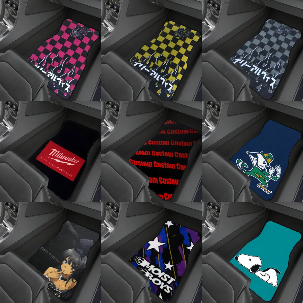 Tapetes de carro de borracha personalizados para carros, tapetes de carros de poliéster esportivos de luxo com logotipo universal impresso para lavagem de carros