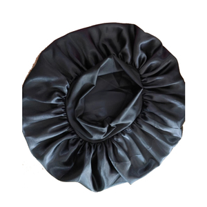 Saten kaput elastik bant ipek uyku kap siyah yumuşak ayarlanabilir saç bonesi saç Wrap kadınlar için büyük Bonnets uyku - Product Image 1