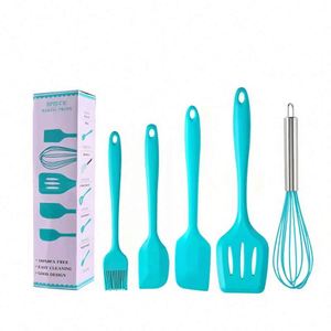 Silicone Kitchenware Cooking Utensils Set Non-stick Cookware Spatula Shovel Handle <b>Kitchen</b> Tool Set - Product Image 1