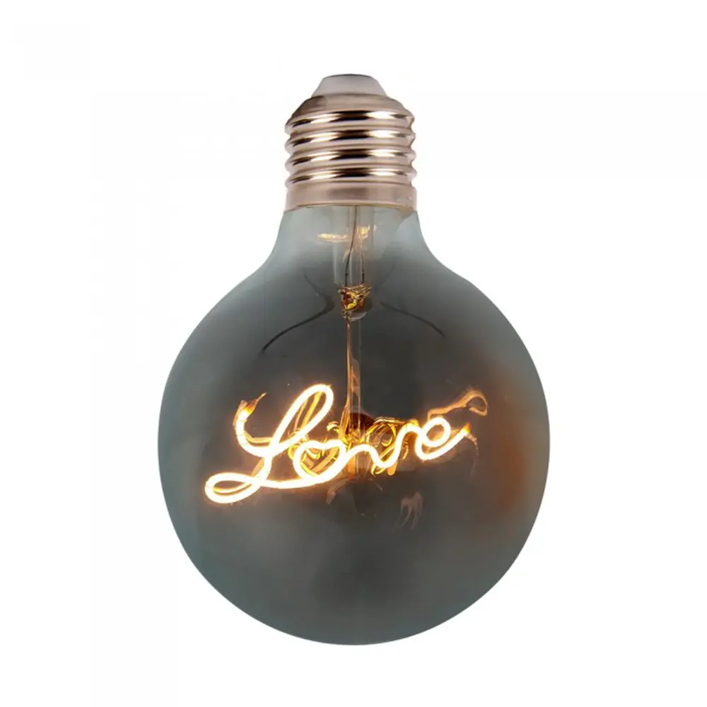 4 Watts Glass Cover G125 LOVE Letter LED Filament Bulb E27/E26/B22 base LED Filament Bulb with LOVE Letter