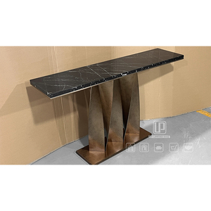 Contemporary Living Room Furniture Rectangle <b>Console</b> <b>Table</b> Natural Stone Top <b>Table</b> With <b>Gold</b> Base 01 Rectangle Cons - Product Image 4