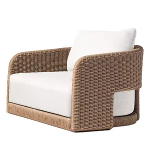 Furnitur taman Hotel Modern Sofa rotan teras Set mebel luar ruangan Sofa anyaman luar ruangan