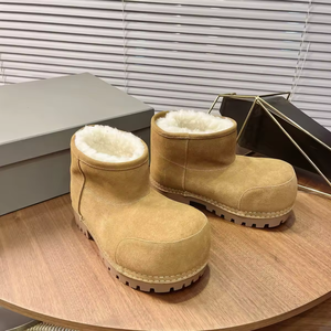 Bottes de neige de luxe pour l'extérieur, chaudes, à plateforme surélevée, en cuir souple, style créateur, bottines en laine de qualité supérieure - Product Image 5