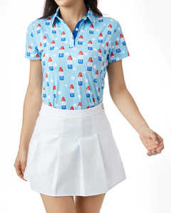 OEM Design Logo personnalisé Graphique 100% Polyester Imprimé sur toute la surface Sublimation Casual Polos pour femmes 4 Way Stretch Golf Clothes - Product Image 2