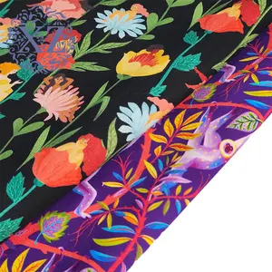قماش قطني من البوبلين العضوي للطباعة الرقمية التقليدية للزهور الملونة من الشركات المصنعة للتيشيرتات