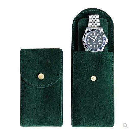 Luxury Suede Watch Pouch Single Green Velvet Watch Storage Holder for Gift Travel Pouch Travel case