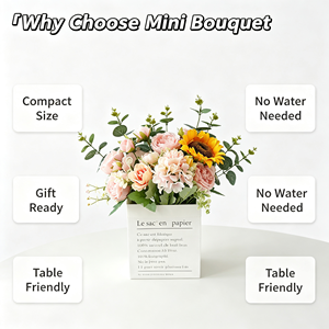 Bouquet de fleurs artificielles Rascal Ball, chrysanthème, rose, fleur de prunier, accessoires de photographie, décoration, fleurs à tenir en main - Product Image 4