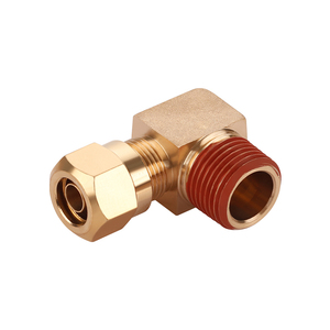 Conexiones de Latón para Aire, Nylon Dorado, Superficie Lisa, Mecanizado para Tubería, Codo Roscado Macho de 1/2" NPT 90, Alta Calidad Transkoot - Product Image 1