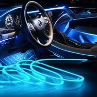 5M 자동차 분위기 빛 네온 와이어 자동차 키트 네온 LED 패널 갭 문자열 스트립 빛 빛나는 와이어/엘 와이어 램프 6mm 바느질 가장자리