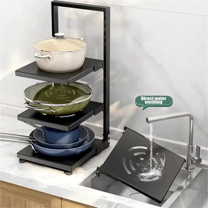 Organiseurs de casseroles et poêles réglables robustes noirs à 8 niveaux pour placards de cuisine et rangements sous armoires - Product Image 3