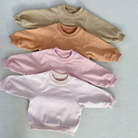 Sweat-shirt à raglan rétro personnalisé en coton biologique de couleur unie pour bébé