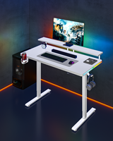 Bureau à domicile moderne, cadre de bureau assis-debout à moteur unique, réglable en hauteur, avec plateau ergonomique en bois et métal, RGB, 70 kg
