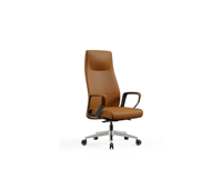 Chaise de bureau de direction moderne à dossier haut avec base pivotante en aluminium poli, imperméable et convertible pour espace de travail commercial