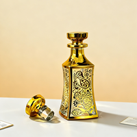 Flacon de parfum de luxe en verre doré 150 ml, flacon octogonal, verre électro-plaqué, flacon d'huile essentielle
