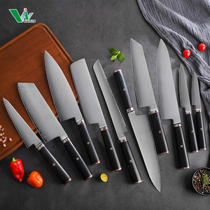 Venta al por mayor negro G10 mango Sanmai VG10 acero al carbono 10 Uds juego de cuchillos de cocina para chef profesional