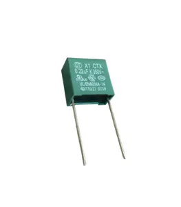 Condensador de película de orificio pasante de la serie CT X1 0,22 uF 350VAC Supresión de interferencias de uso general a través de la bicicleta - Product Image 1