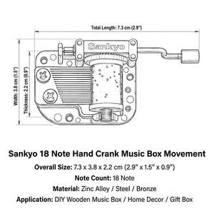 Mecanismo de Caja de Música de Manivela Sankyo, Piezas para Manualidades Musicales DIY, Melodías Personalizadas Disponibles, Venta al Por Mayor Directa de Fábrica - Product Image 2