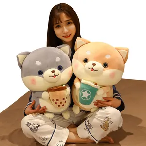 High quality ultra soft dog pillow Bobo Shiba dog plush toy cute bubble tea filled animal gift plush toy