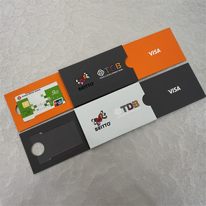 Britto Visa Card Holder <b>Slide</b> Out Box <b>Orange</b> Black UV Coated Reusable Rectangle Paperboard Packaging - Product Image 2