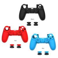Étui en silicone pour contrôleur de jeu de haute qualité pour contrôleur PS4 étui en caoutchouc souple avec joystick poignées de pouce coque de couverture