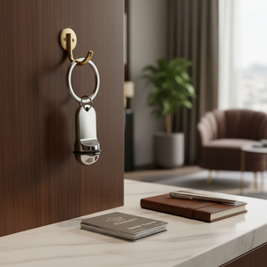 Porte-clés métallique personnalisé, mousqueton d'hôtel tendance avec impression offset et UV, fabriqué en laiton et acier inoxydable, sans boîte - Product Image 3