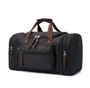 Bolsa de Lona Personalizada con Logotipo, Bolsa de Viaje de Fin de Semana, Bolsa de Gimnasio Grande Negra, Bolsa de Viaje Impermeable de Poliéster para Hombre - Product Image 1