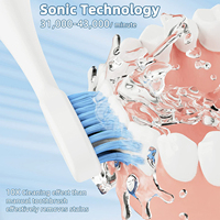 Brosse à dents électrique sonique, blanchissante, rechargeable, avec 2 têtes de brosse, brosse à dents sonique étanche pour adultes avec 5 modes