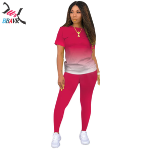 Women Two Piece Set Summer Fashion Gradient T-shirt + <b>Plus</b> <b>Size</b> Tracksuit - Product Image 4