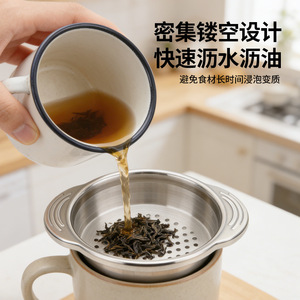 Cesta de drenaje de acero inoxidable, escurridor de aceite con doble asa, redonda, tamaño M, resistente a altas temperaturas, herramienta de cocina - Product Image 3