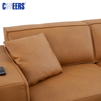 MANWAH CHEERS Sofá Cama de 2 Plazas de Cuero Genuino al por Mayor con Control Remoto, Chaise Longue Eléctrico Deslizable para Sala de Estar