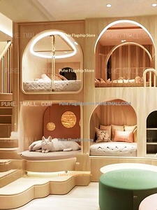 Cama de lujo multifuncional de madera maciza para gatos, zona de juegos, villa para gatos, <span class=keywords><strong>litera</strong></span> infantil, base secreta para varios bebés con almacenamiento - Product Image 2