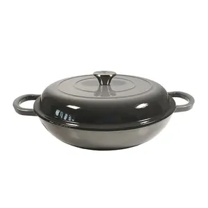 Cheap Kitchen Casseroles Enameled Cookware 30cm Shallow Casserole Enameled Cast Iron Braiser Pan With Lid