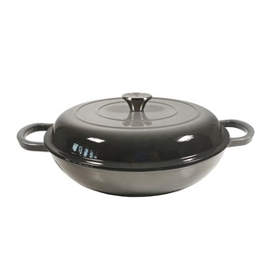Casseroles de cuisine bon marché Batterie de cuisine <span class=keywords><strong>émaillée</strong></span> Casserole peu profonde <span class=keywords><strong>en</strong></span> <span class=keywords><strong>fonte</strong></span> <span class=keywords><strong>émaillée</strong></span> de 30cm avec couvercle - Product Image 4