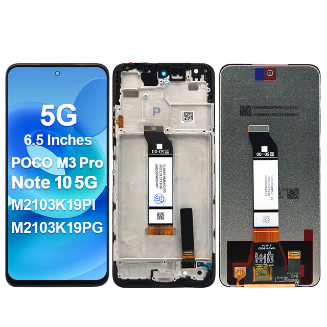 For Redmi Note 10 5G/Poco M3 Pro 6.5" IPS LCD Screen With Frame High Quality Touch Digitizer Assembly