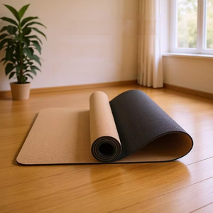 Tapis de yoga Qiyun en liège naturel et TPE, écologique, antidérapant, absorbant les chocs, silencieux, pliable, 183 cm, pour exercices à domicile - Product Image 1