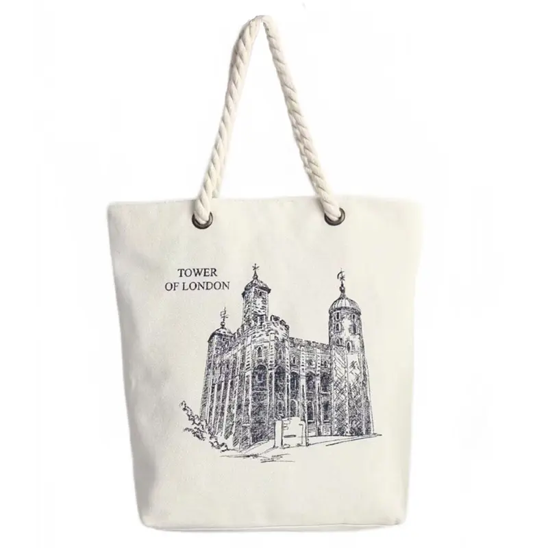 Eco-freindly Blank Beach Bag Cotton Canvas Tote Rope Handle Shoulder Bags for Shopping Canvas Shopper Bag Custom Logo