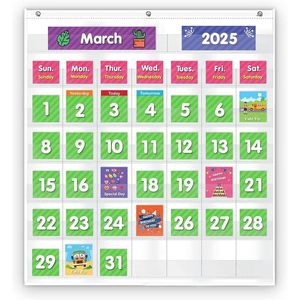 Calendario mensual para el aula, tabla de bolsillo con 71 tarjetas, aprendizaje para niños, gestión del tiempo en el hogar, regreso a la escuela - Product Image 2