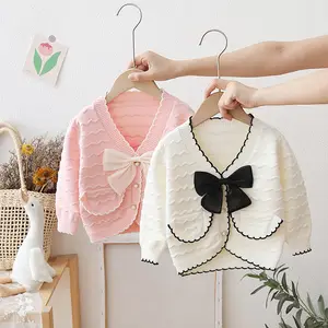 Enfants automne vente en gros enfants tricot coréen bébé tricot cardigan filles chandails