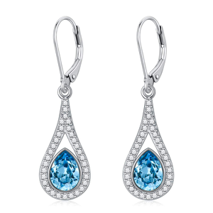 Pendientes de gota de nicho de gama alta para mujer, pendientes de gota con palanca de piedra natal de lágrima personalizada de plata 925 para mujer, joyería fina - Product Image 3