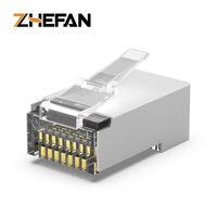 Connecteur Ethernet RJ45 modulaire blindé Cat6 FTP SFTP à contacts dorés 8P8C mâle, connecteur RJ45 traversant