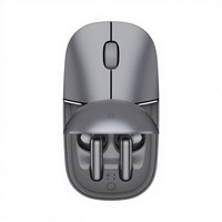Mouse Nirkabel dengan Kotak Pengisi Daya, Earbud Terintegrasi, Mouse Komputer Optik Ergonomis, Periferal Meja Portabel