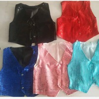 Mode enfants sans manches paillettes gilet hip-hop Jazz danse scène Costume fille garçon veste brillant gilets paillettes paillettes gilet
